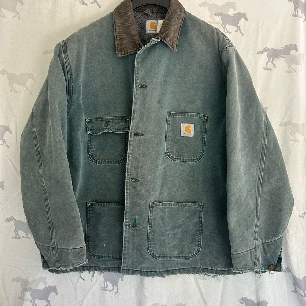 VTG Carhartt CB1043 Mens XL Detriot USA Blanket Lined Canvas Distressed Jacket